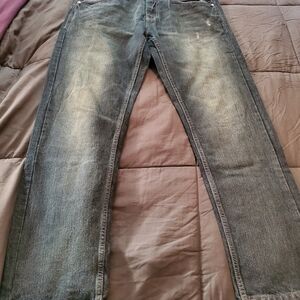 Sean John Distressed Blue Straight Jeans